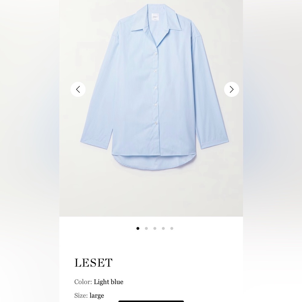 LESET Striped Light Blue Cotton Poplin Shirt, Size L